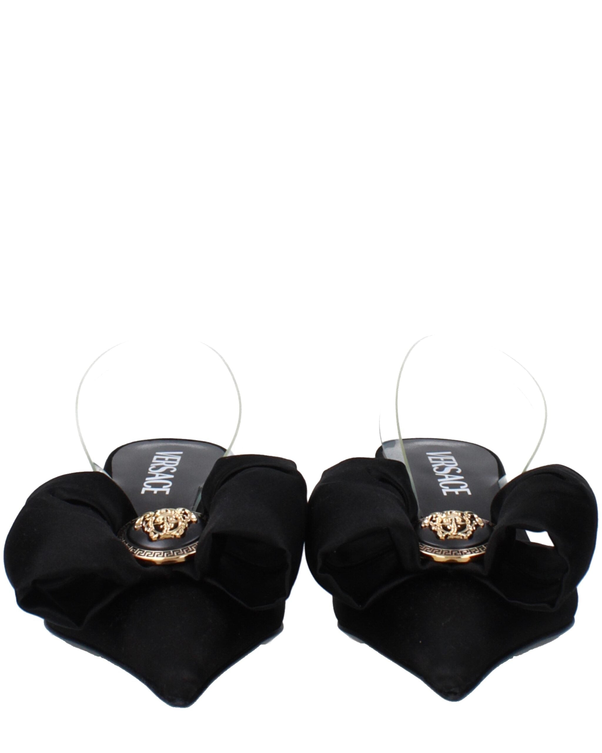 Versace – Satin Bow Mule Pumps Black