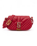 Versace – Quilted Lambskin Shoulder Bag Red with Crystal Greca Hardware