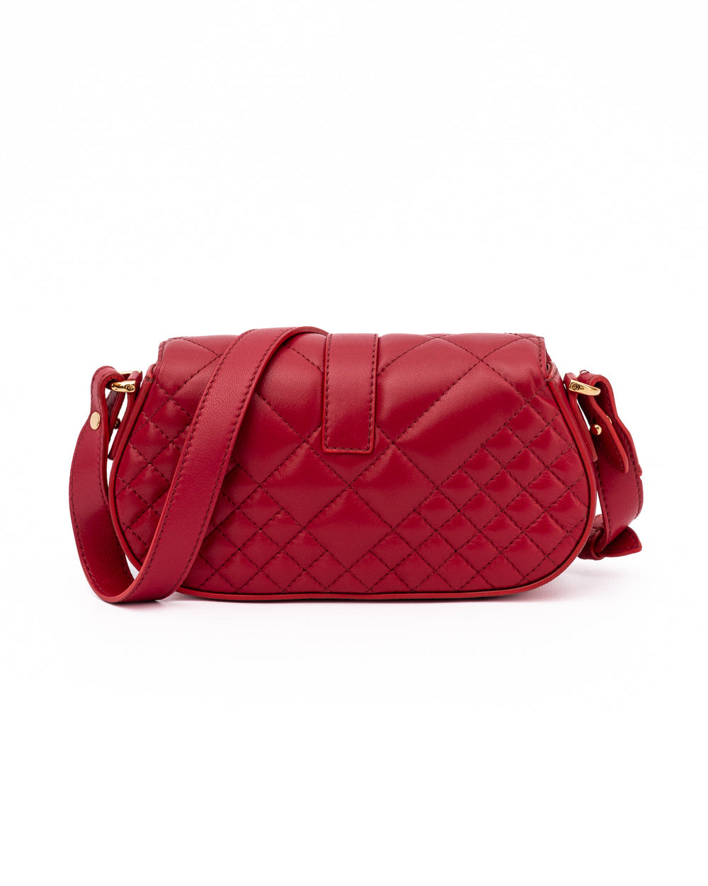 Versace – Quilted Lambskin Shoulder Bag Red with Crystal Greca Hardware