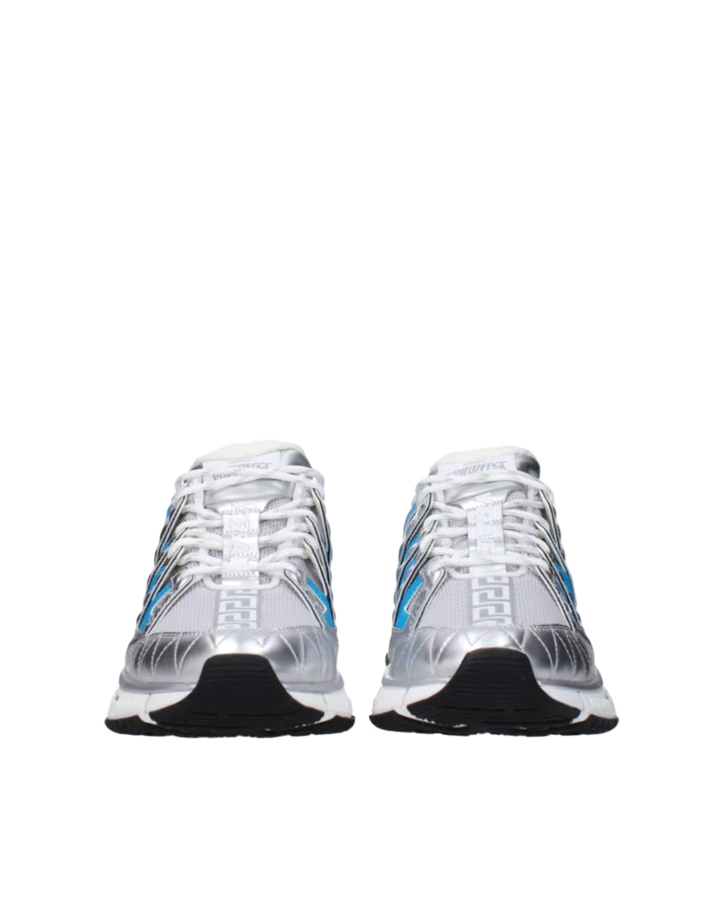 Versace – Silver Mesh Panel Sneakers Light Blue