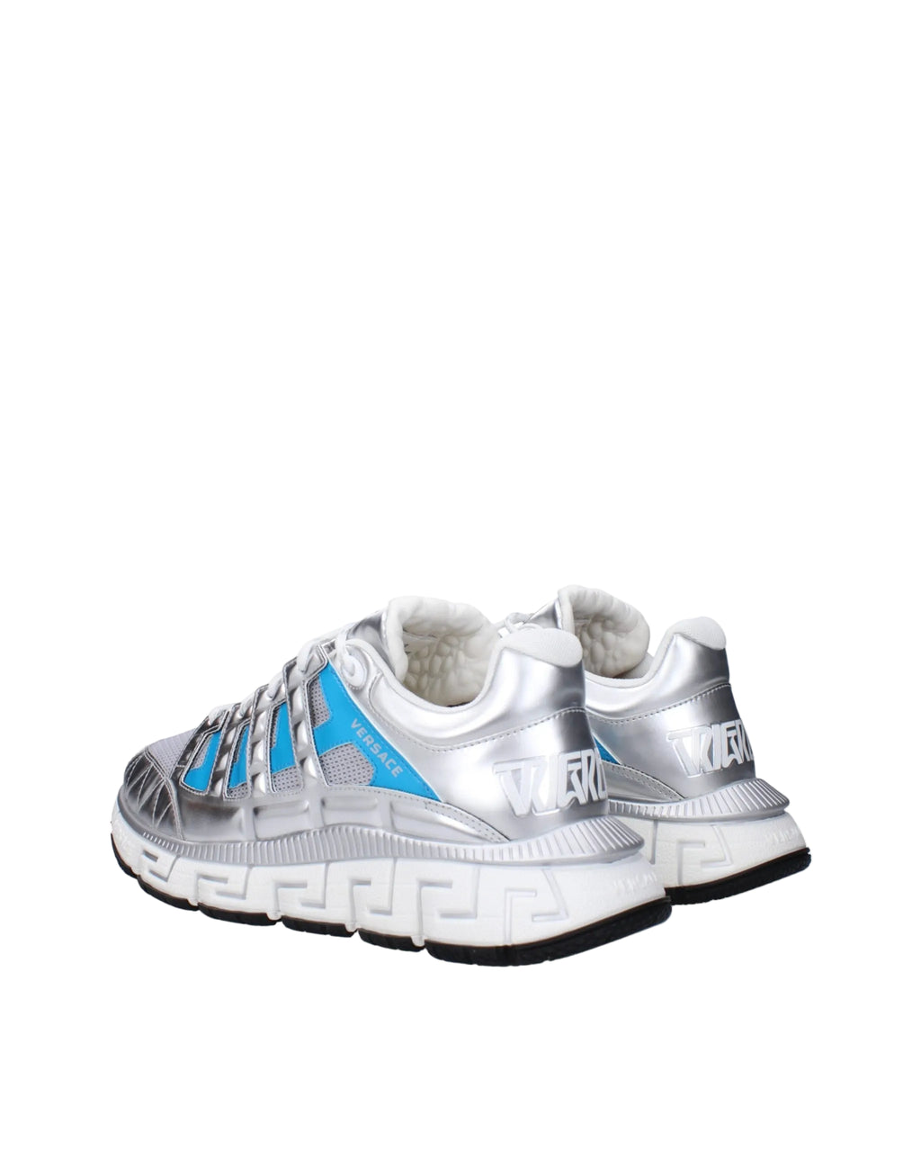 Versace – Silver Mesh Panel Sneakers Light Blue