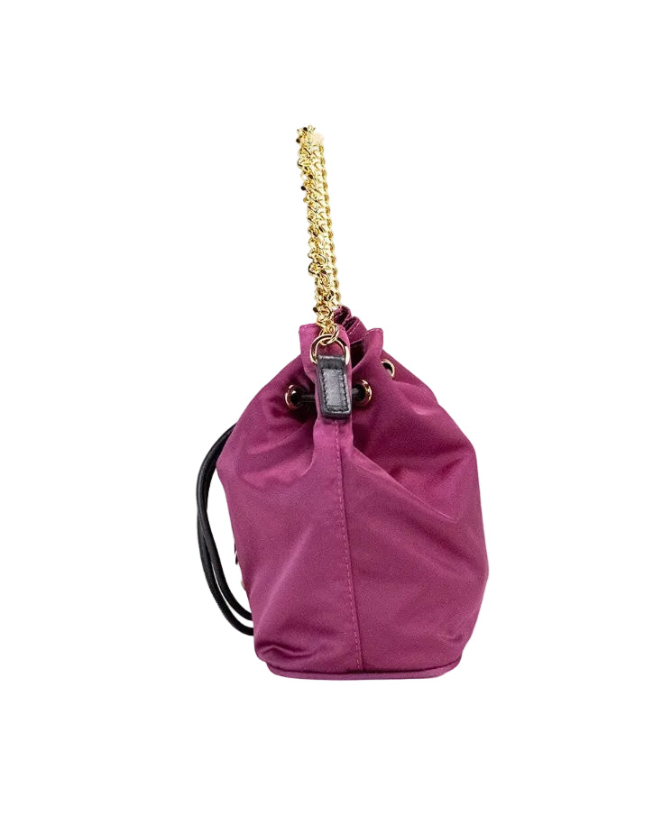 Versace – Small Dahlia Nylon Medusa Bucket Chain Crossbody Bag