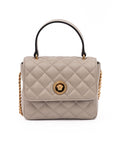 Versace – Quilted Lambskin Top Handle Shoulder Bag Taupe Medusa