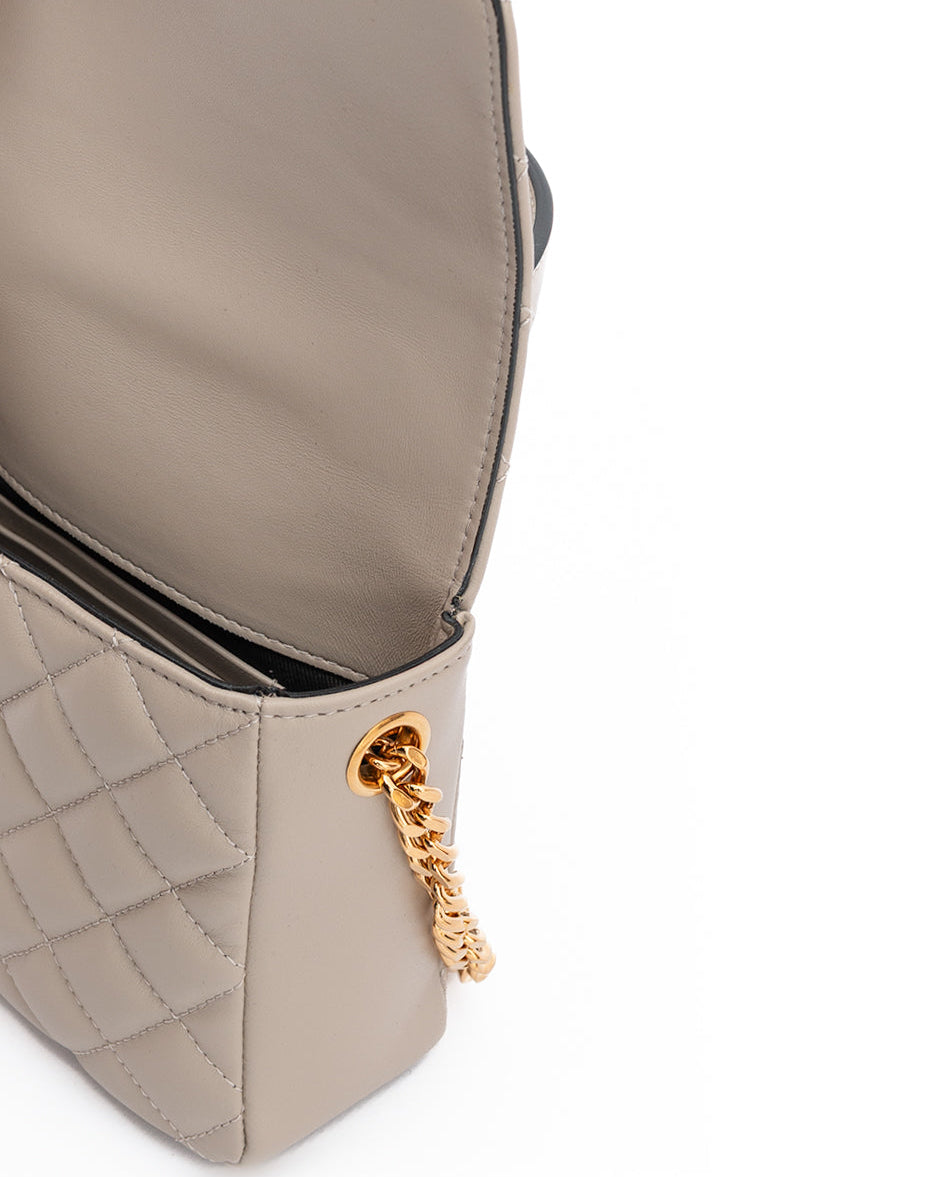 Versace – Quilted Lambskin Top Handle Shoulder Bag Taupe Medusa