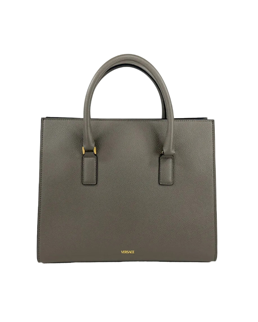 Versace – Virtus Large Leather Top Handle Satchel Bag Grey