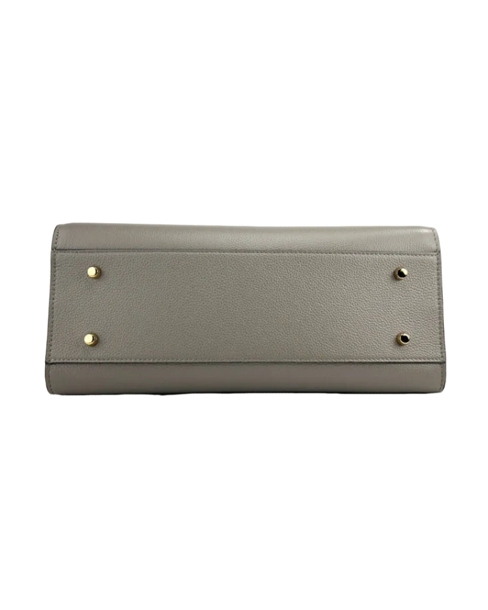 Versace – Virtus Large Leather Top Handle Satchel Bag Grey