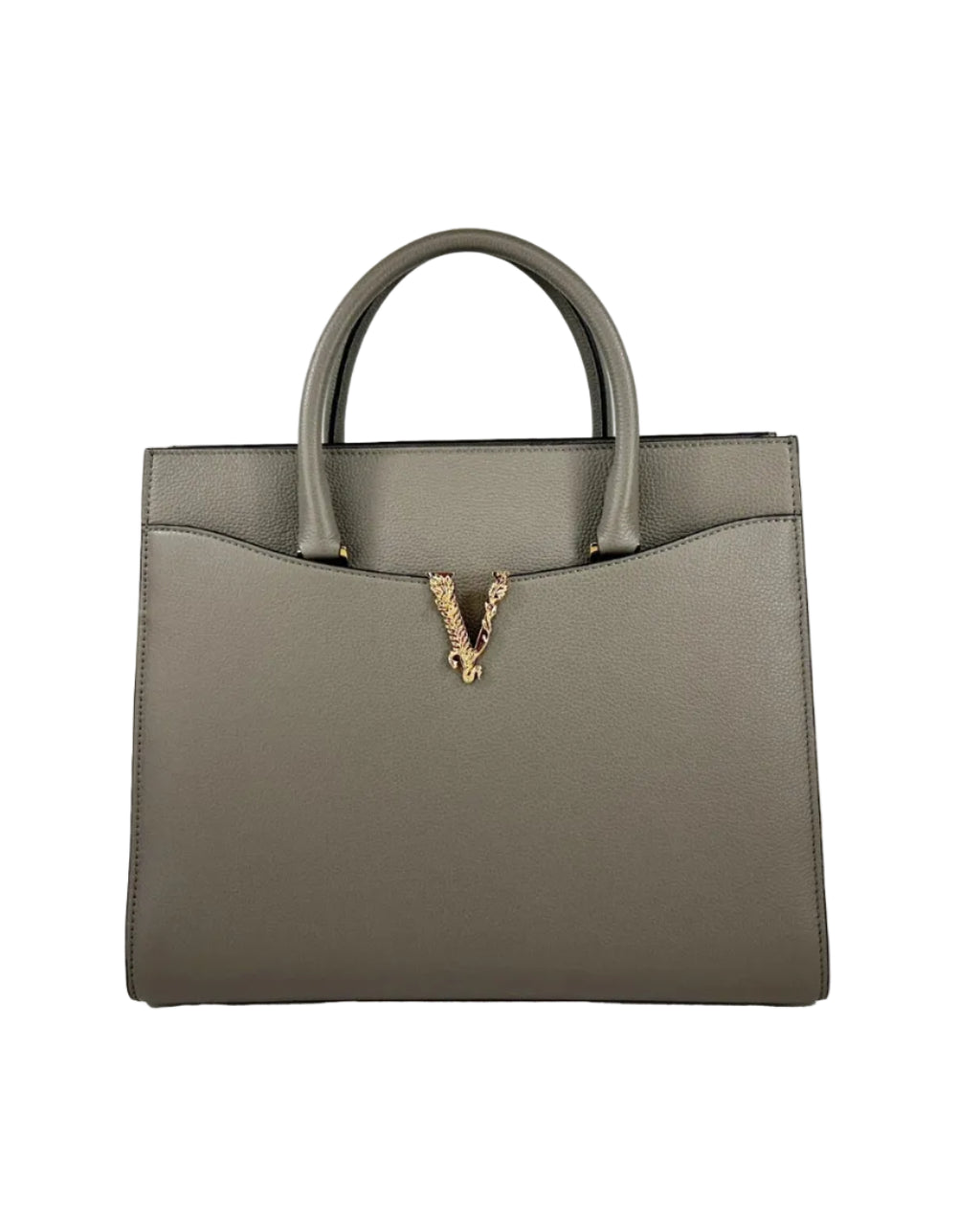 Versace – Virtus Large Leather Top Handle Satchel Bag Grey
