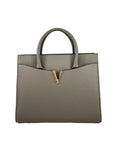 Versace – Virtus Large Leather Top Handle Satchel Bag Grey