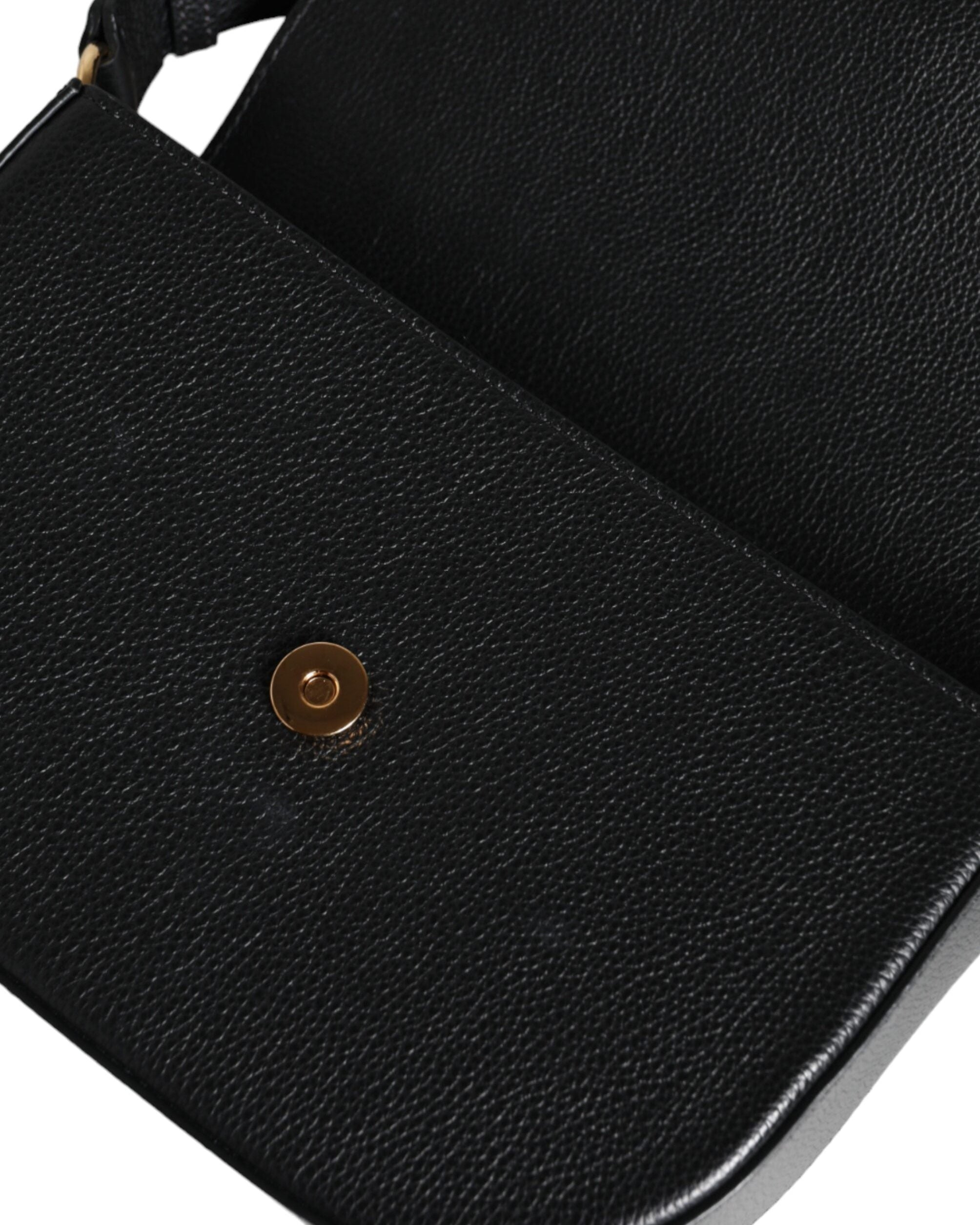 Versace – Virtus Leather Shoulder Bag Black