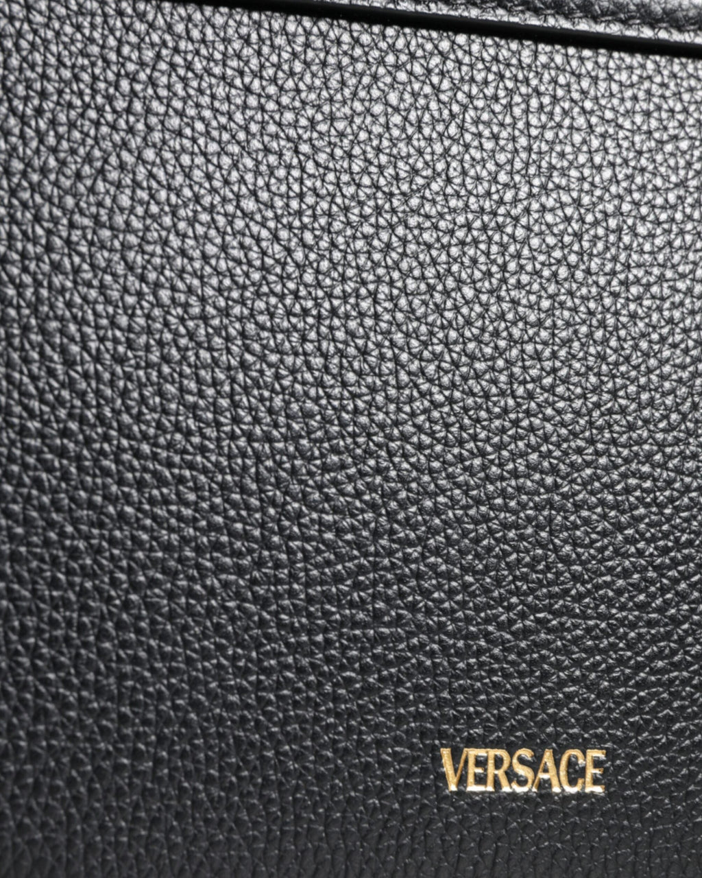 Versace – Virtus Leather Shoulder Bag Black