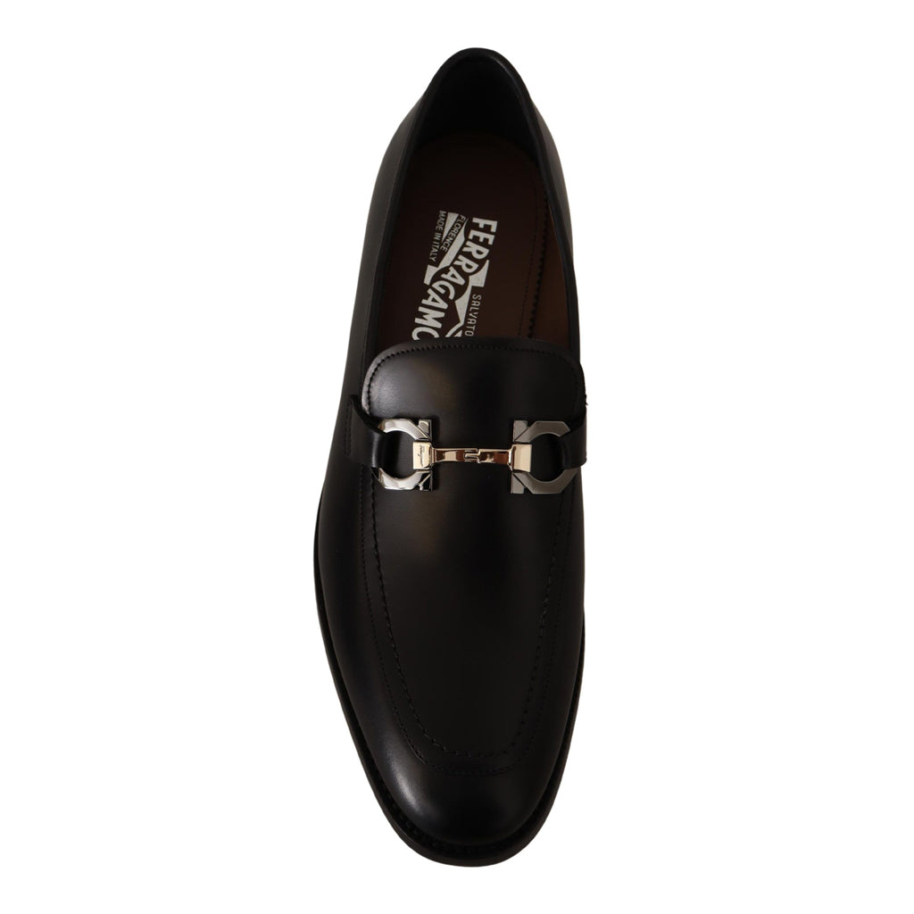 SALVATORE FERRAGAMO Black Calf Leather Moccasin Formal Shoes