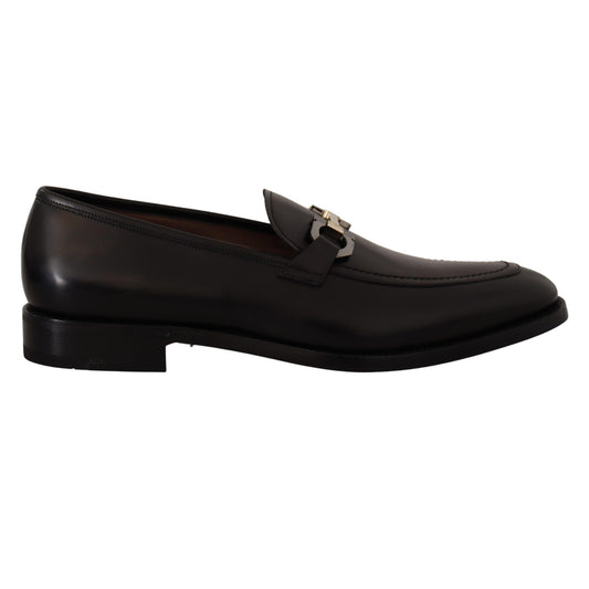 SALVATORE FERRAGAMO Black Calf Leather Moccasin Formal Shoes