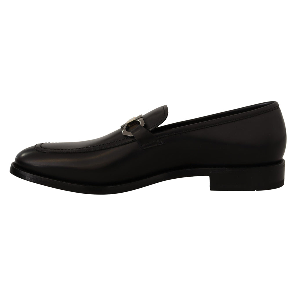 SALVATORE FERRAGAMO Black Calf Leather Moccasin Formal Shoes