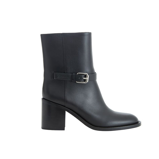 BURBERRY Black Leather Ankle Boots