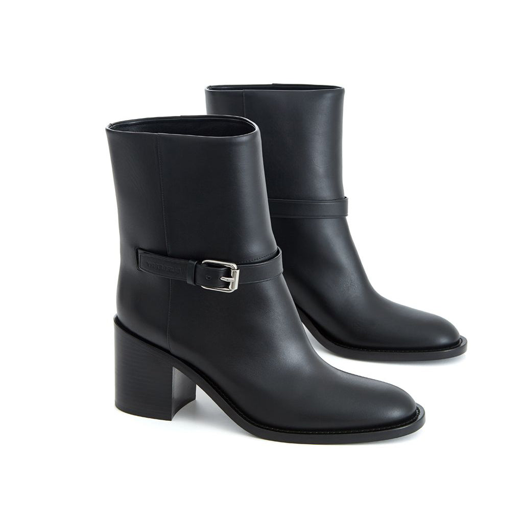 BURBERRY Black Leather Ankle Boots