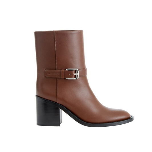 BURBERRY Brown Leather Ankle Boots