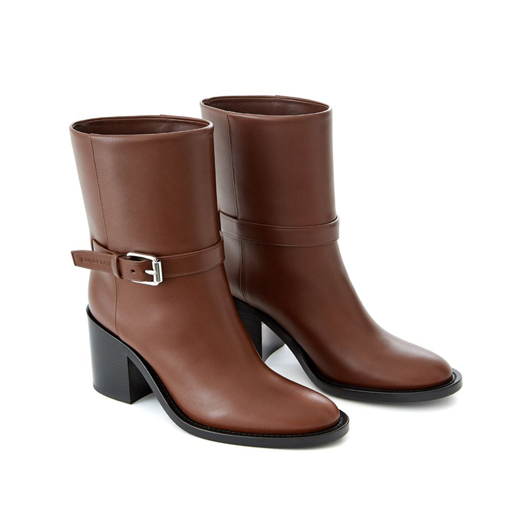 BURBERRY Brown Leather Ankle Boots