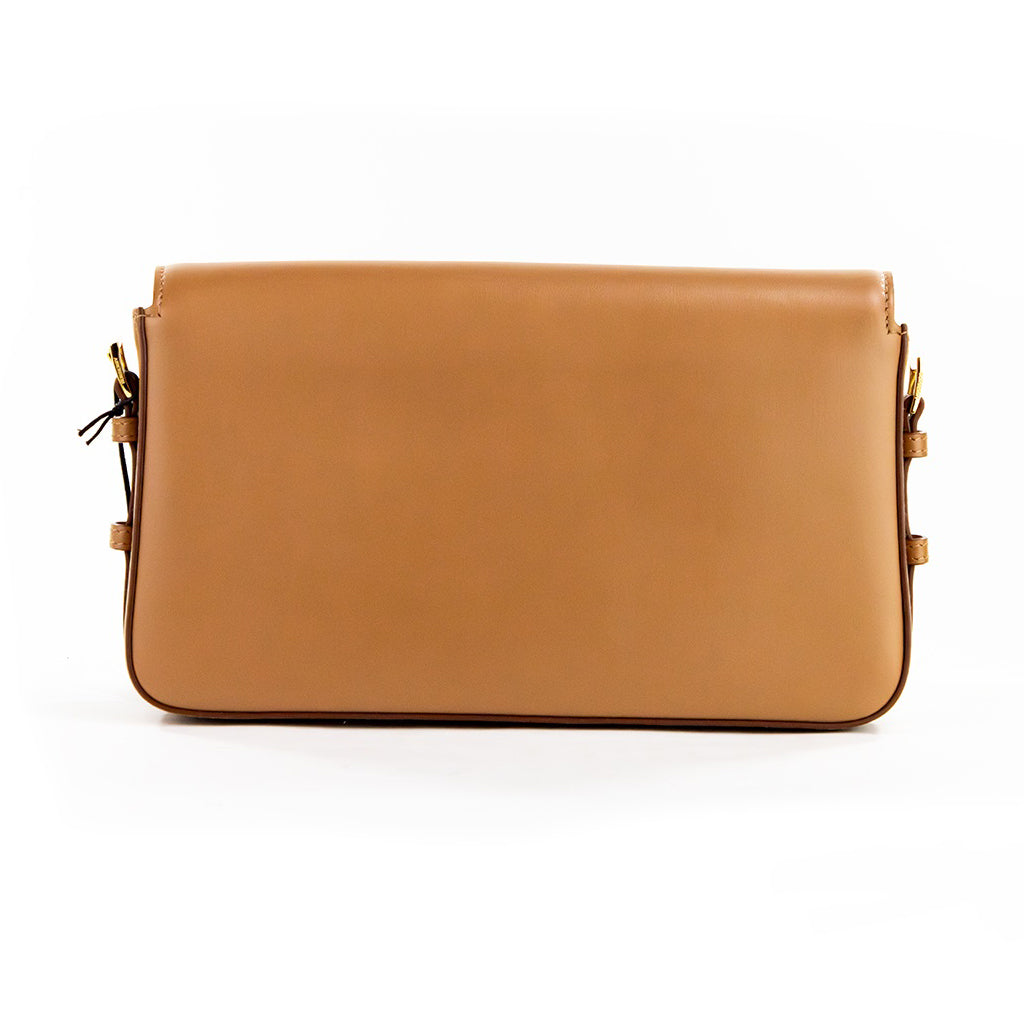 BURBERRY Grace Small Nutmeg Smooth Leather Flap Crossbody Clutch Handbag Purse