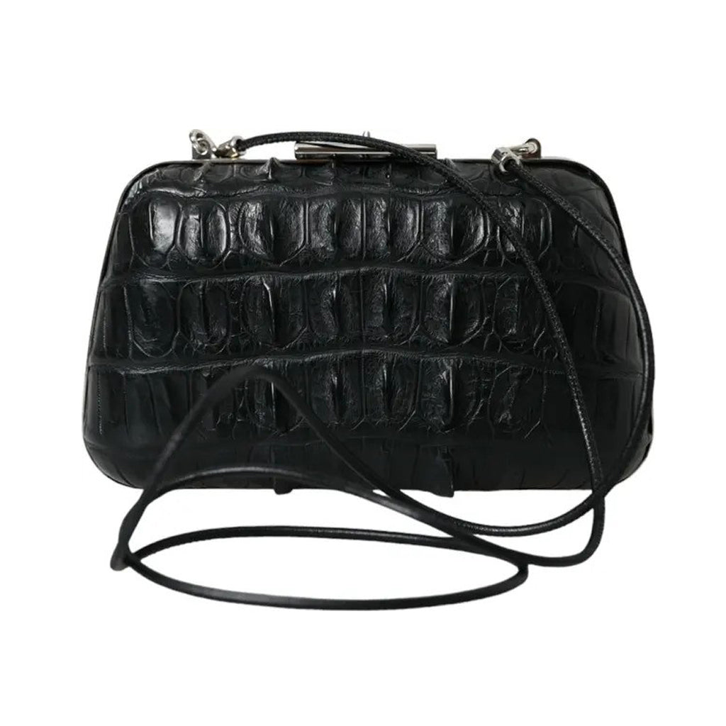 Balenciaga - Black Exotic Skin Leather Shoulder Crossbody Box Clutch Bag