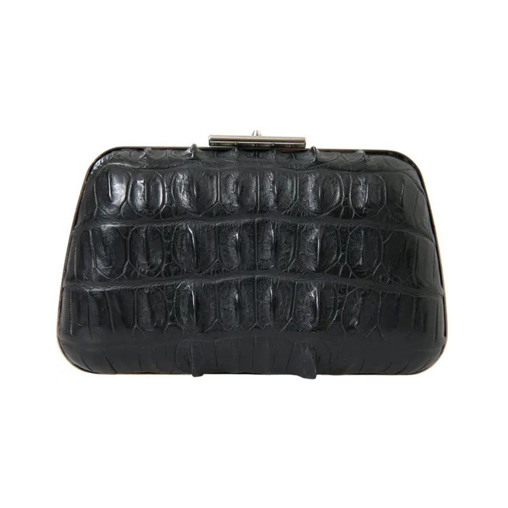 Balenciaga - Black Exotic Skin Leather Shoulder Crossbody Box Clutch Bag