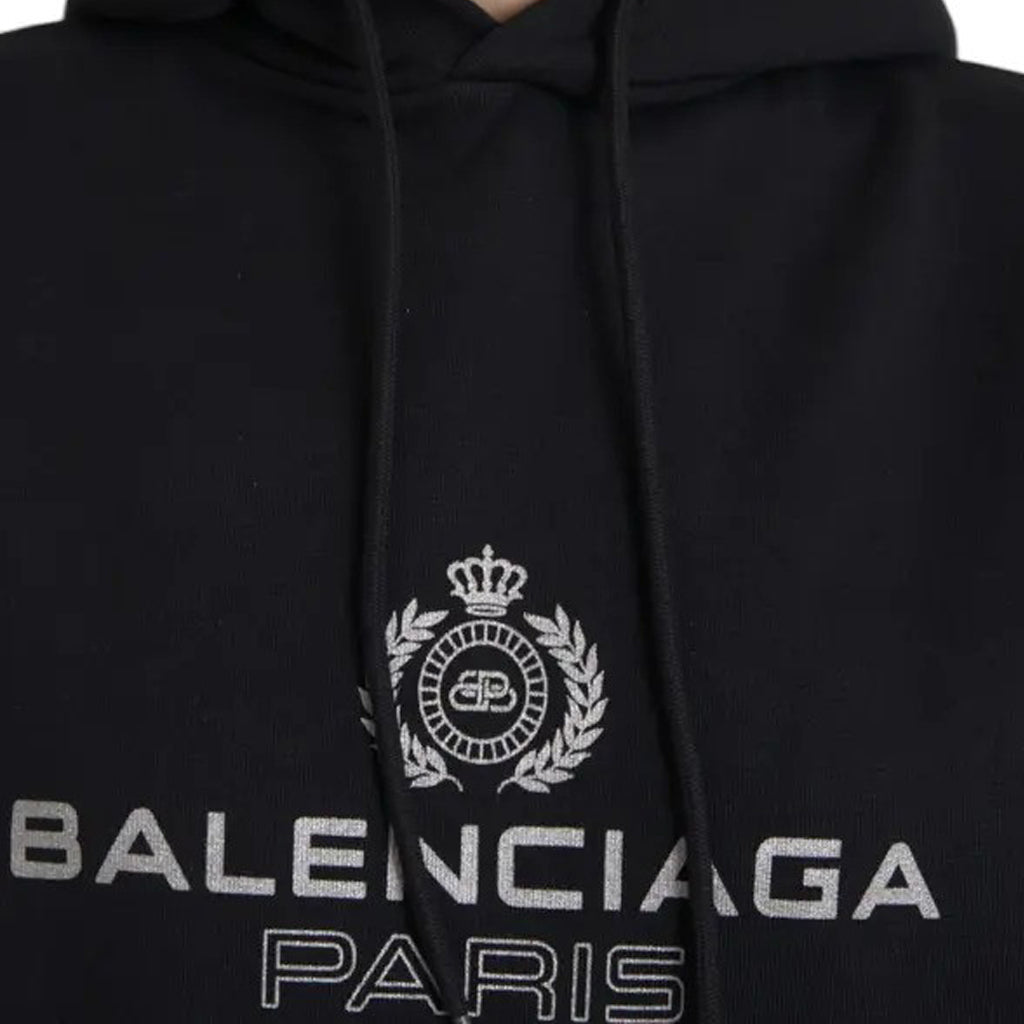 Balenciaga - Black Cotton Logo Hooded Pullover Sweatshirt Sweater