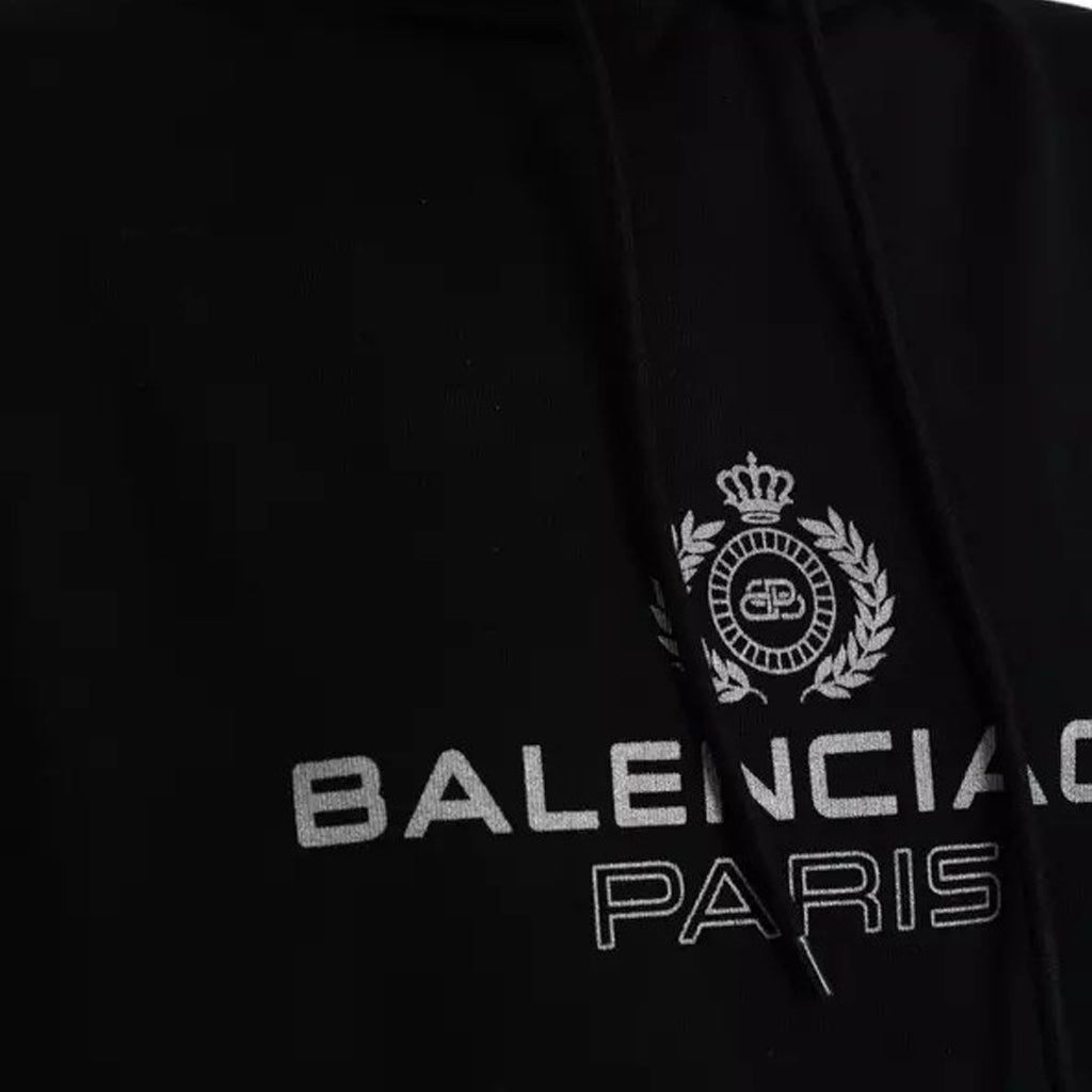 Balenciaga - Black Cotton Logo Hooded Pullover Sweatshirt Sweater