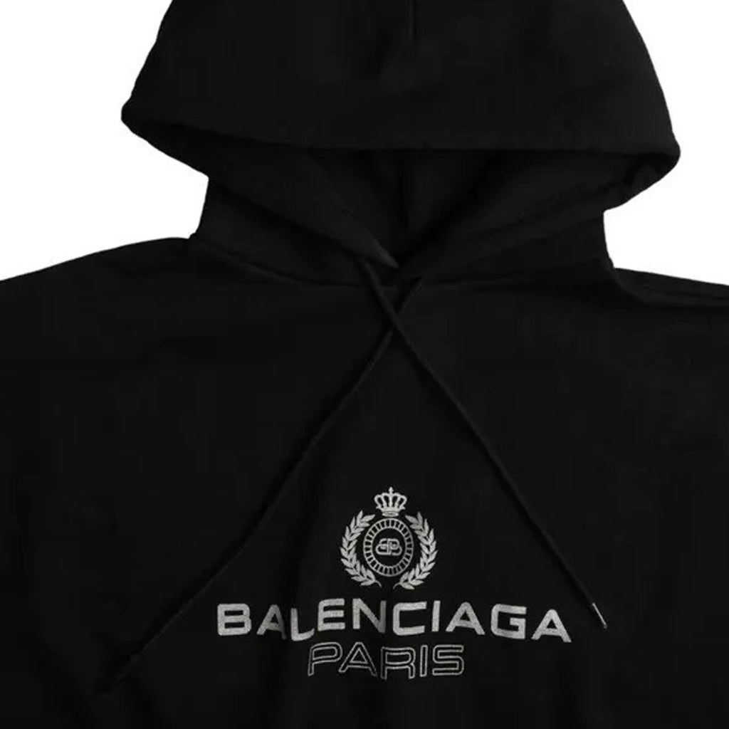 Balenciaga - Black Cotton Logo Hooded Pullover Sweatshirt Sweater