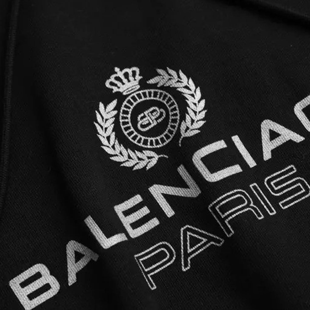 Balenciaga - Black Cotton Logo Hooded Pullover Sweatshirt Sweater