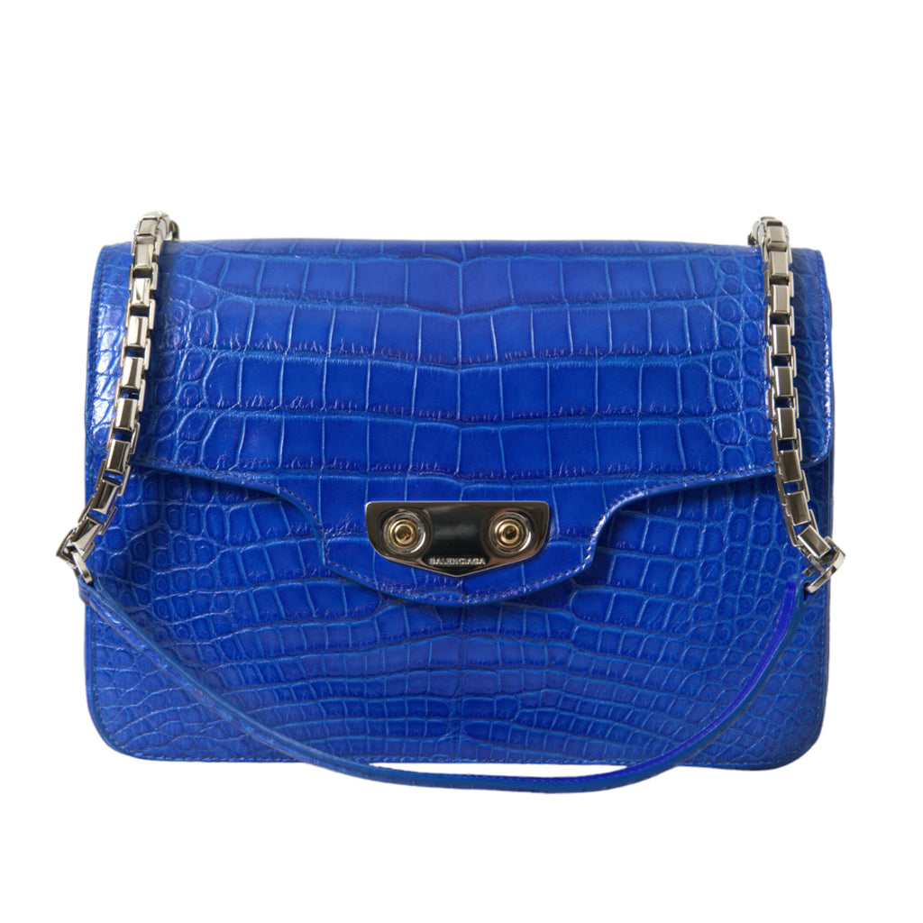 BALENCIAGA Chic Alligator Skin Chain Shoulder Bag