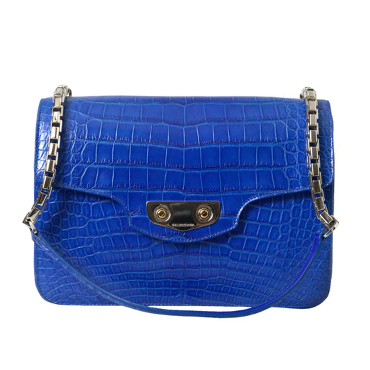 BALENCIAGA Chic Alligator Skin Chain Shoulder Bag