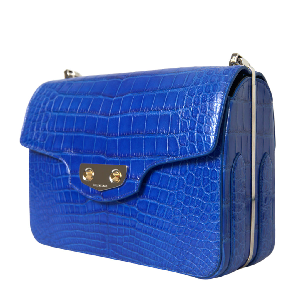 BALENCIAGA Chic Alligator Skin Chain Shoulder Bag