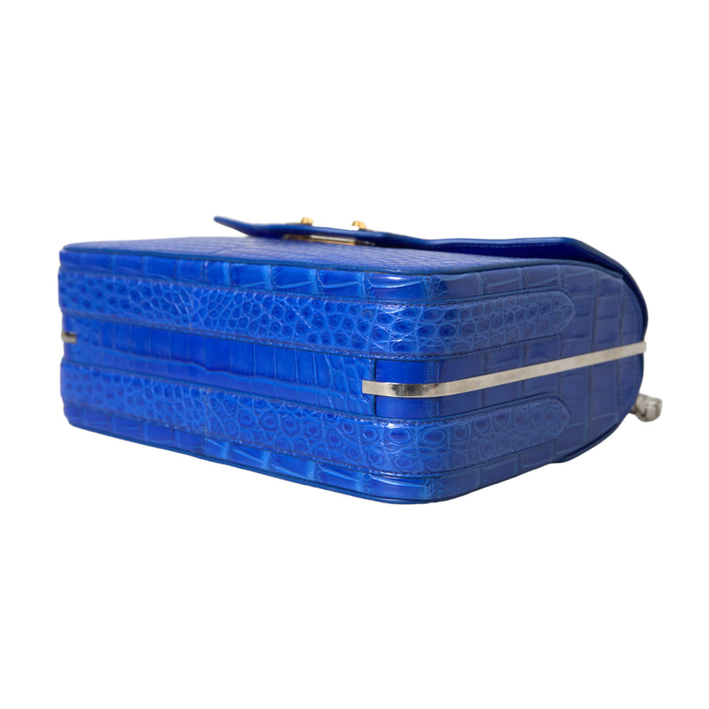 BALENCIAGA Chic Alligator Skin Chain Shoulder Bag