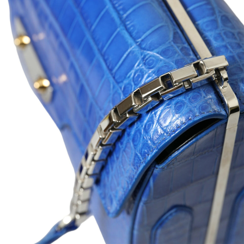 BALENCIAGA Chic Alligator Skin Chain Shoulder Bag