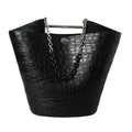 BALENCIAGA Elegant Black Crocodile Leather Maxi Bucket Bag