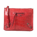 BALENCIAGA Exotic Red Alligator Leather Clutch
