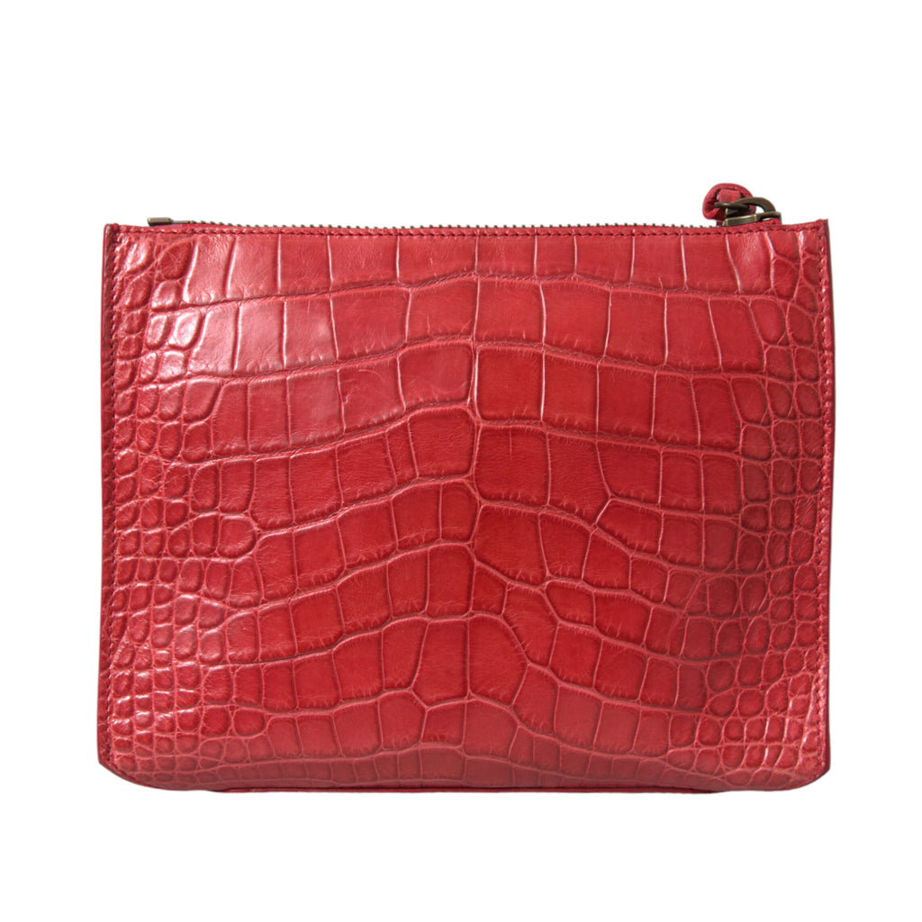BALENCIAGA Exotic Red Alligator Leather Clutch