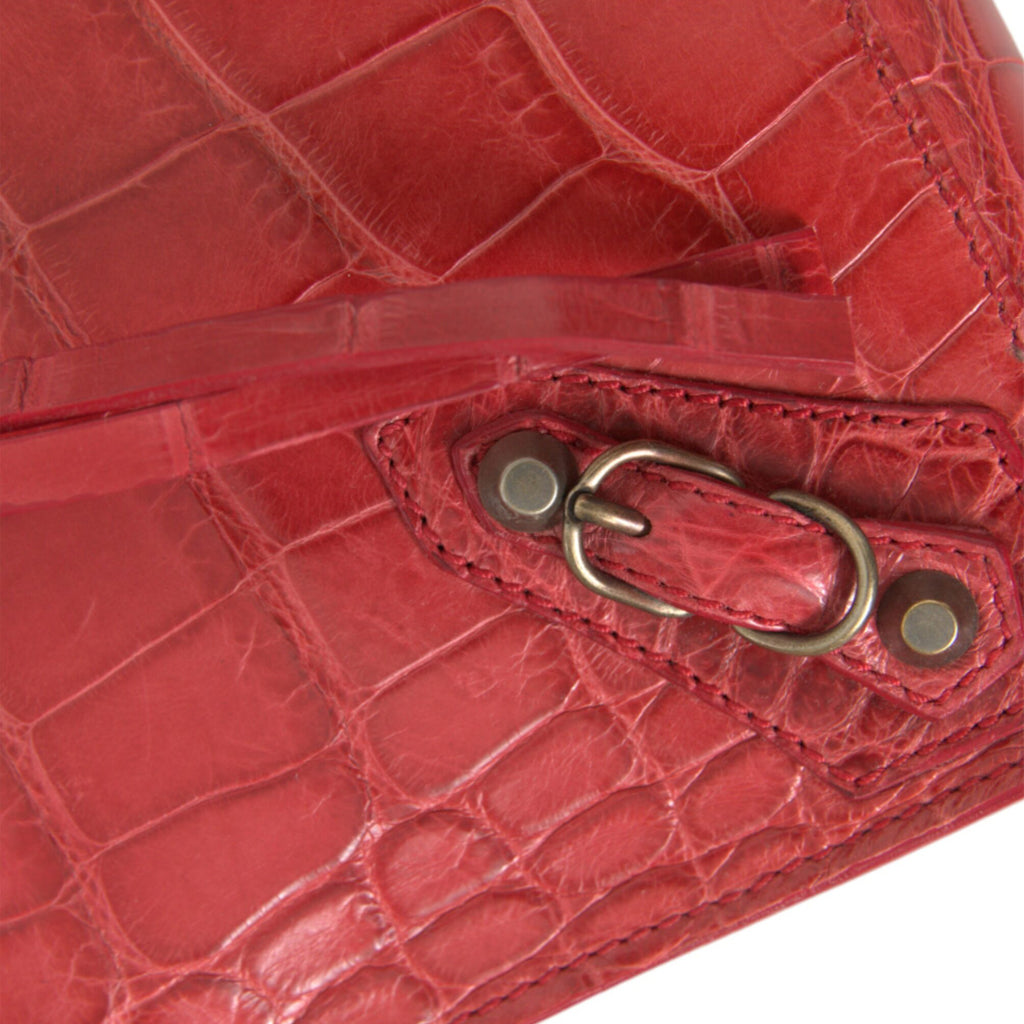 BALENCIAGA Exotic Red Alligator Leather Clutch