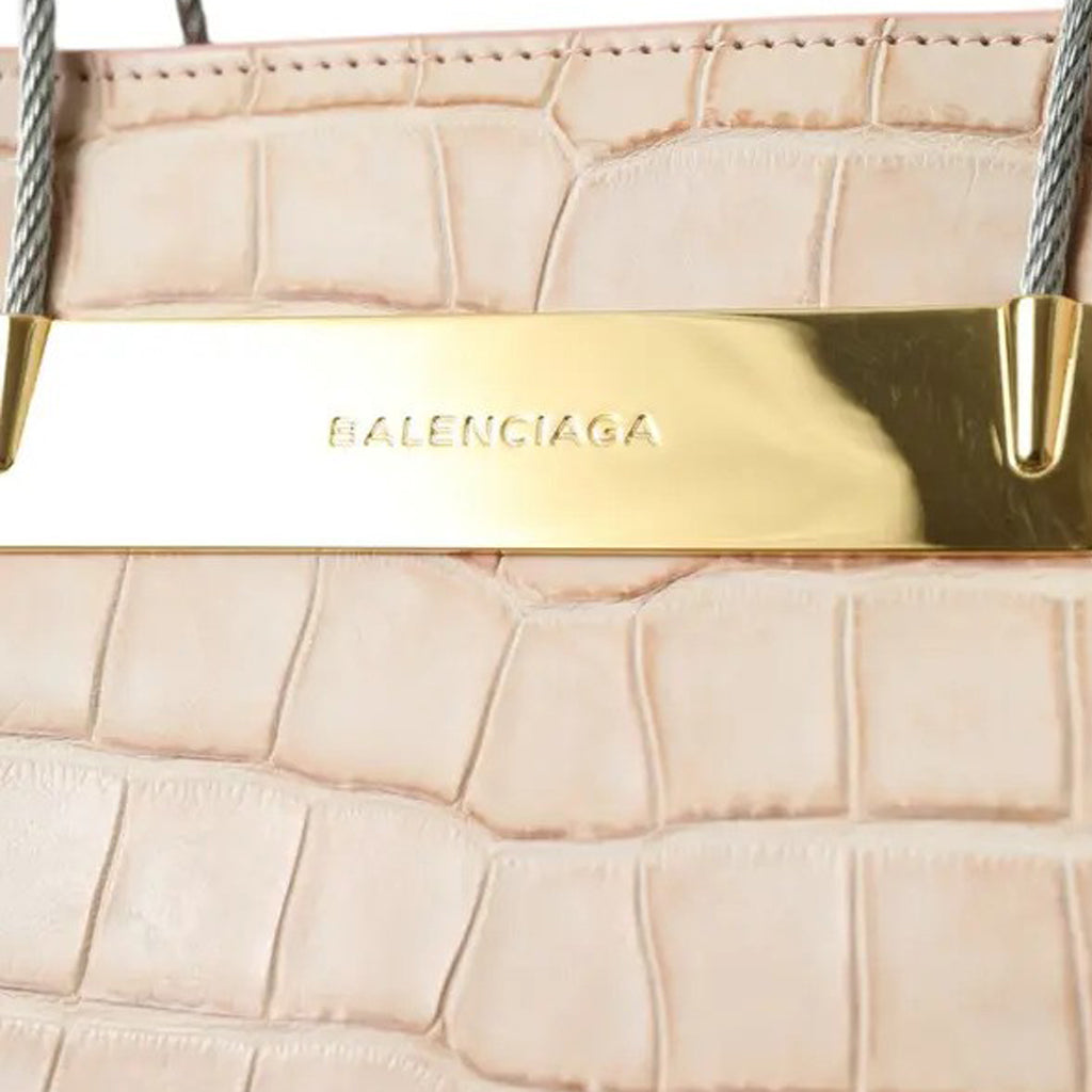 Balenciaga - Pink Exotic Leather Embossed Cable Handle Shopper Tote Bag