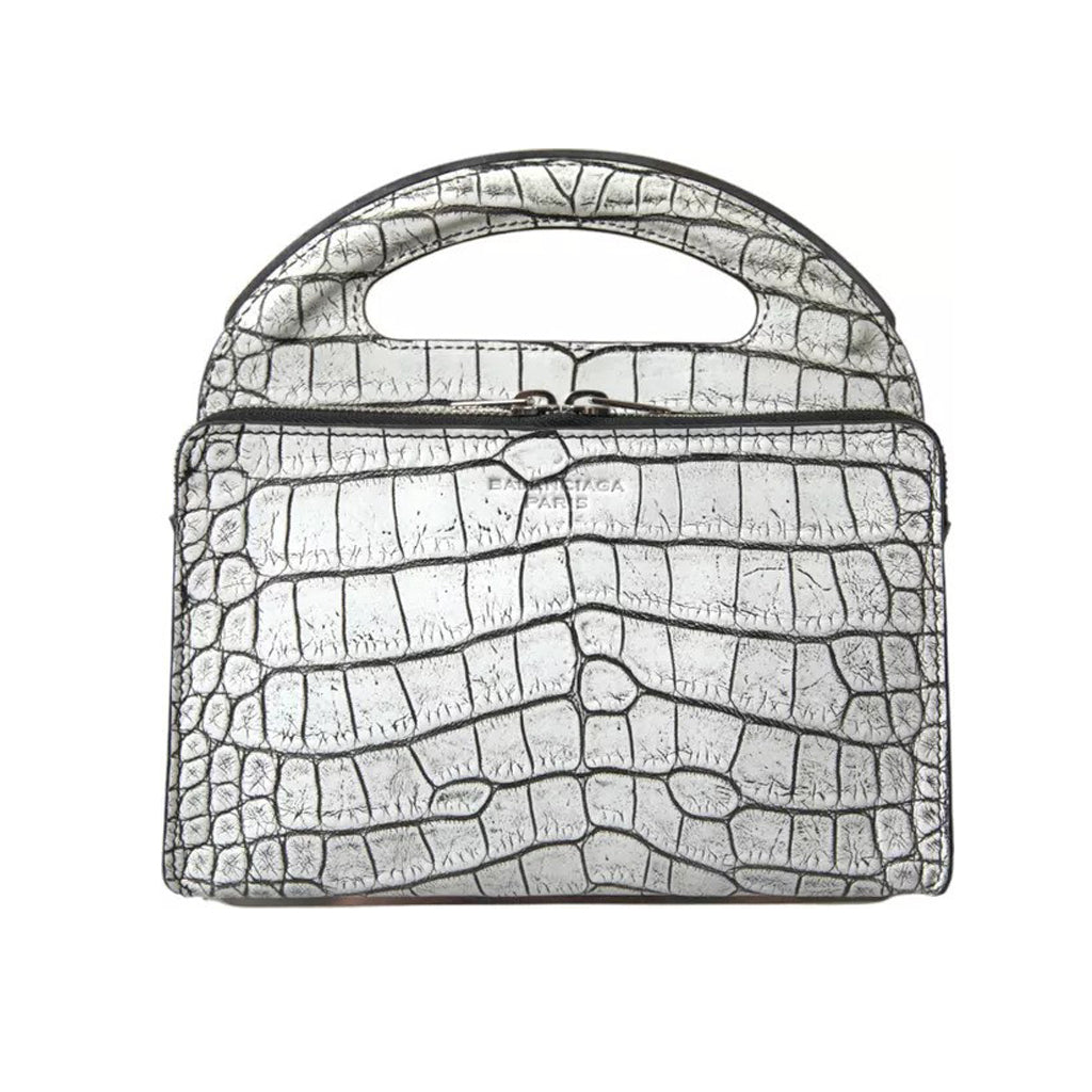 Balenciaga - Silver Exotic Leather Classic Top Handle Mini Purse Bag