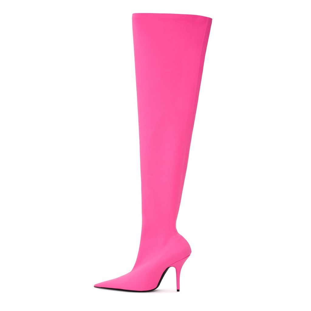 BALENCIAGA - Over The Knee Neon Pink Boot