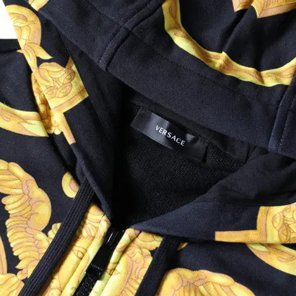 Versace - Black Medusa Print Cotton Full Zip HoodieSweatshirt Sweater