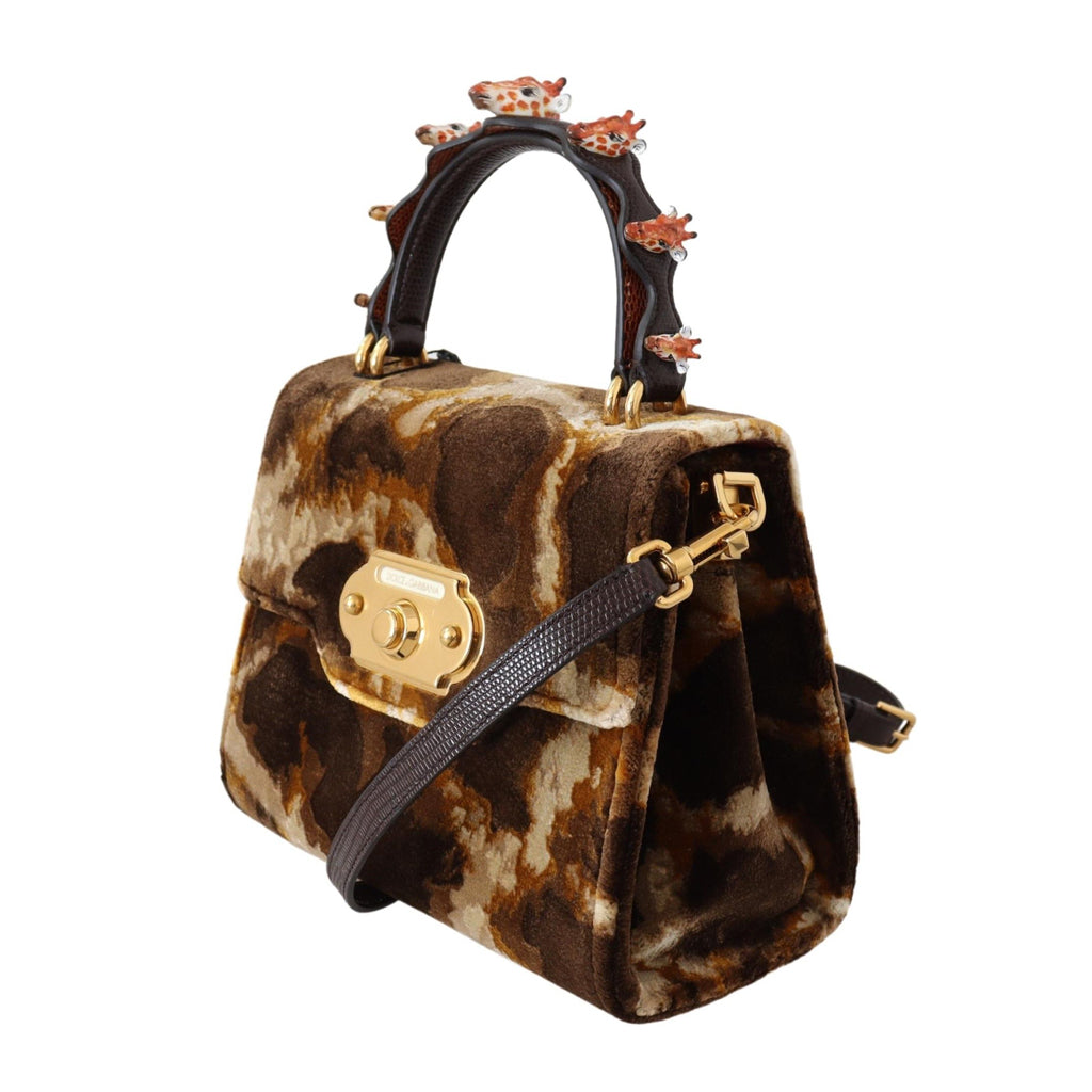 DOLCE & GABBANA Elegant Giraffe Pattern Welcome Bag with Gold Accents