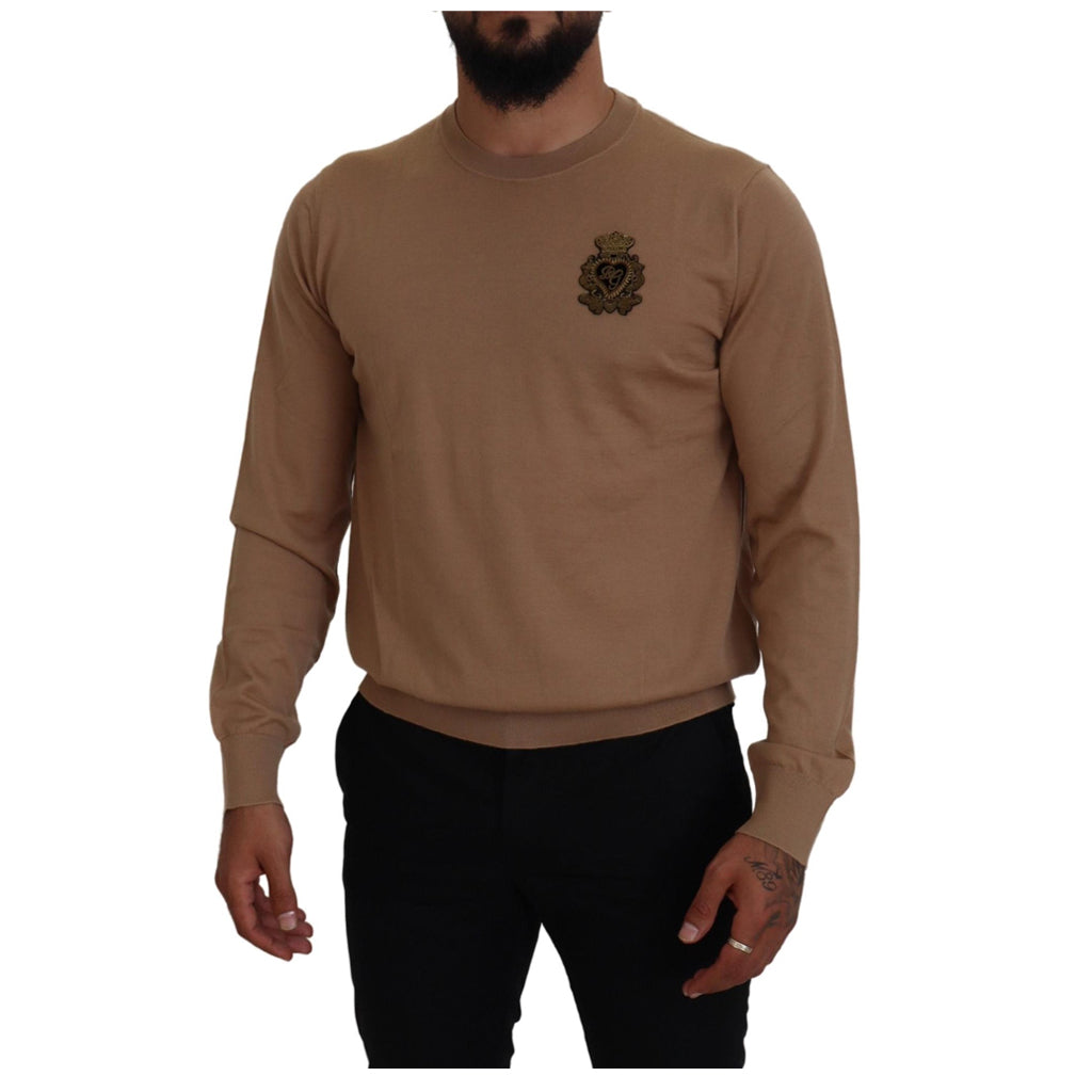 Dolce & Gabbana - Beige Cashmere Crown Logo Pullover Sweater