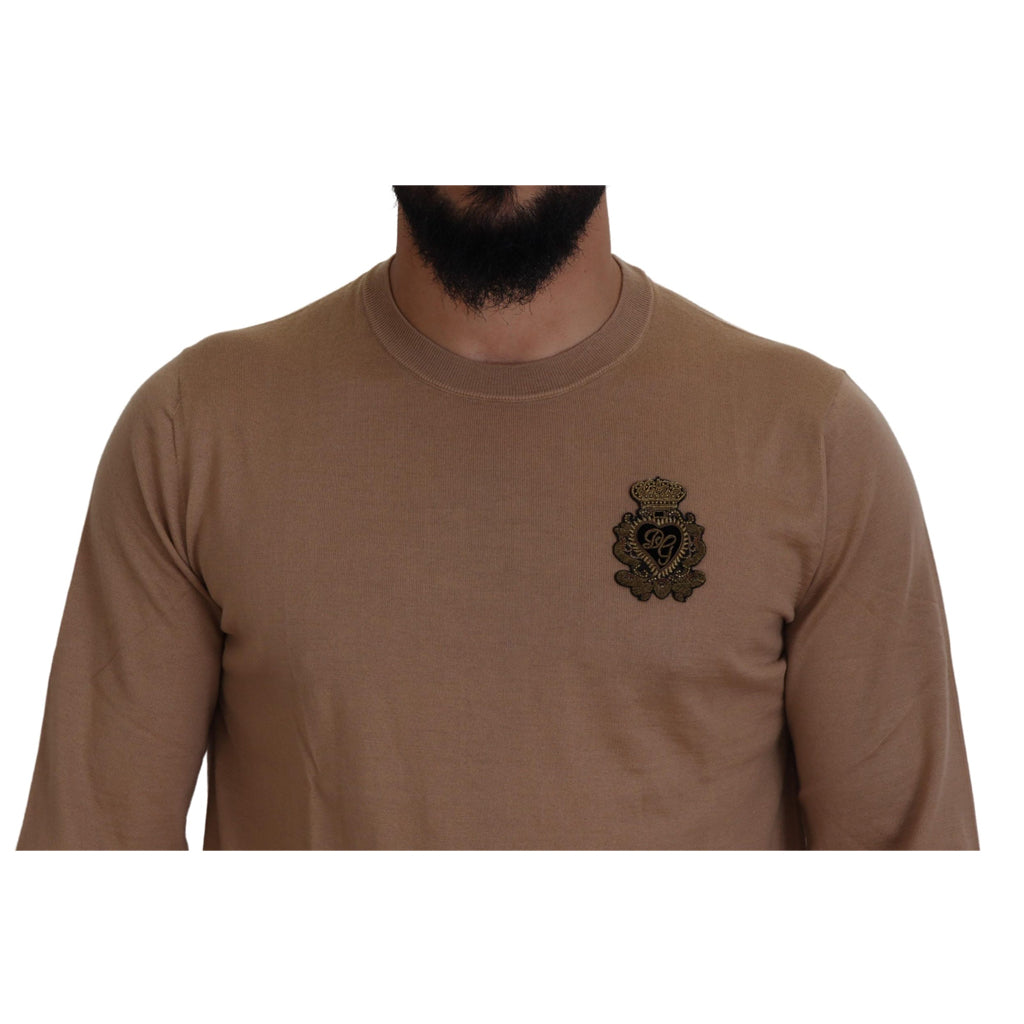 Dolce & Gabbana - Beige Cashmere Crown Logo Pullover Sweater