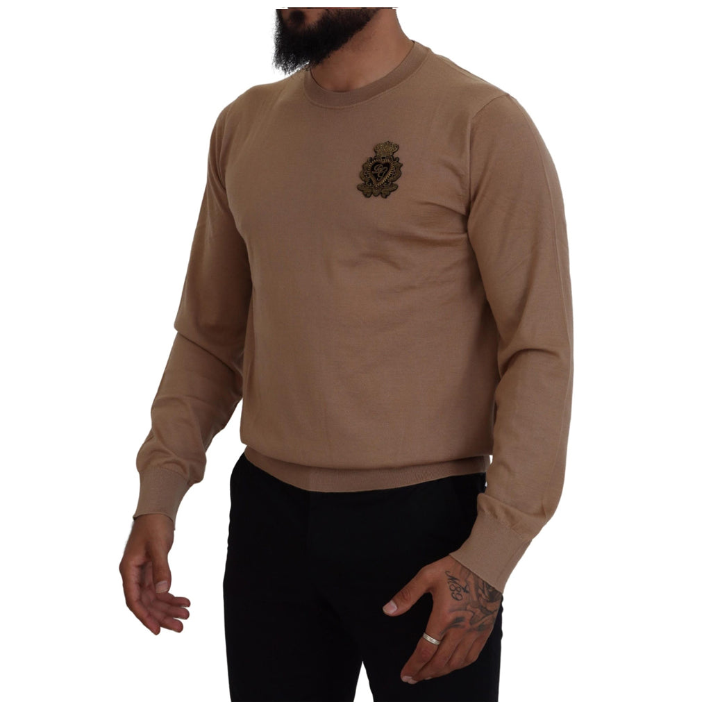 Dolce & Gabbana - Beige Cashmere Crown Logo Pullover Sweater