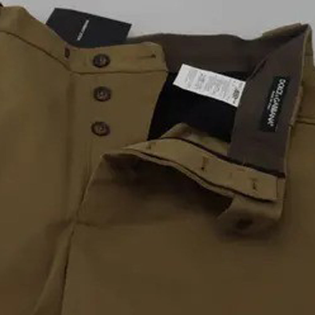 Dolce & Gabbana - Beige Cotton Stretch Floral Chinos Pants