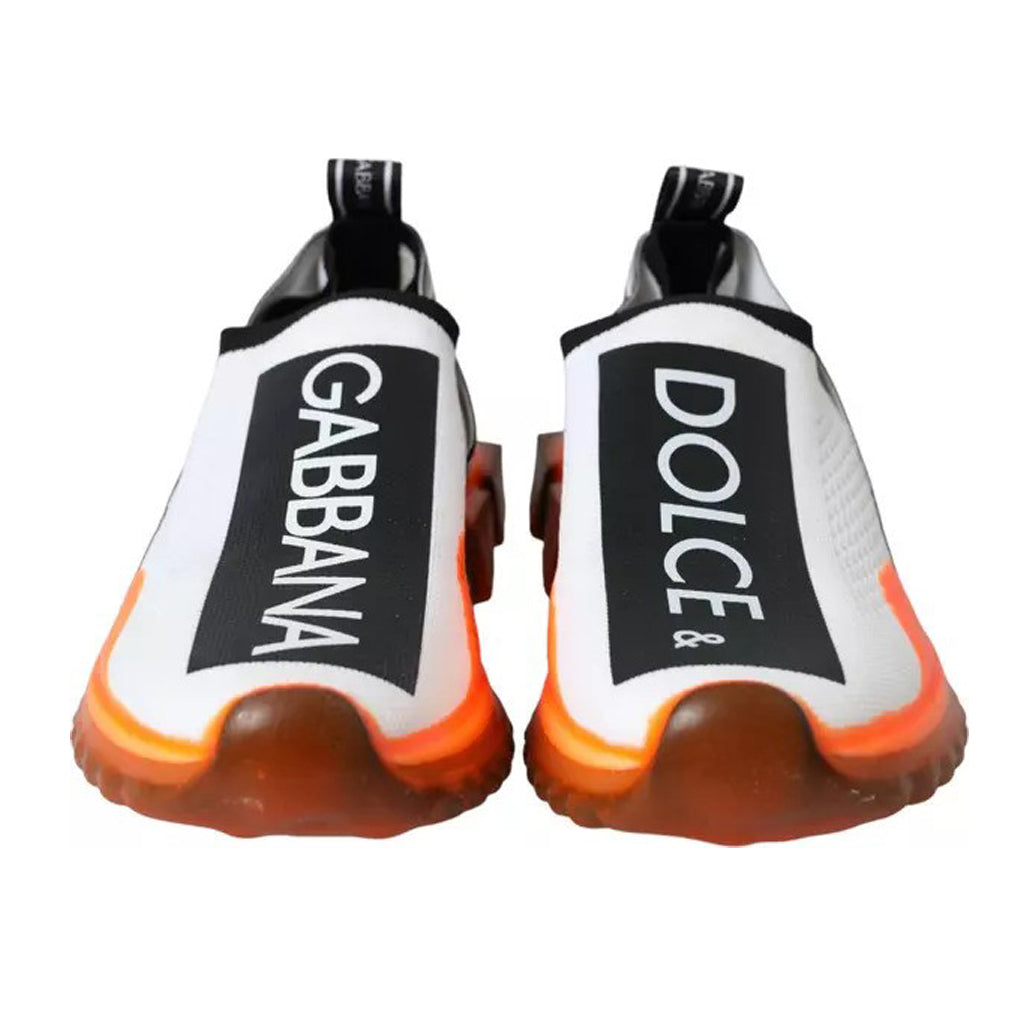 Dolce & Gabbana - Black White Orange Slip On Sorrento Sneakers Shoes