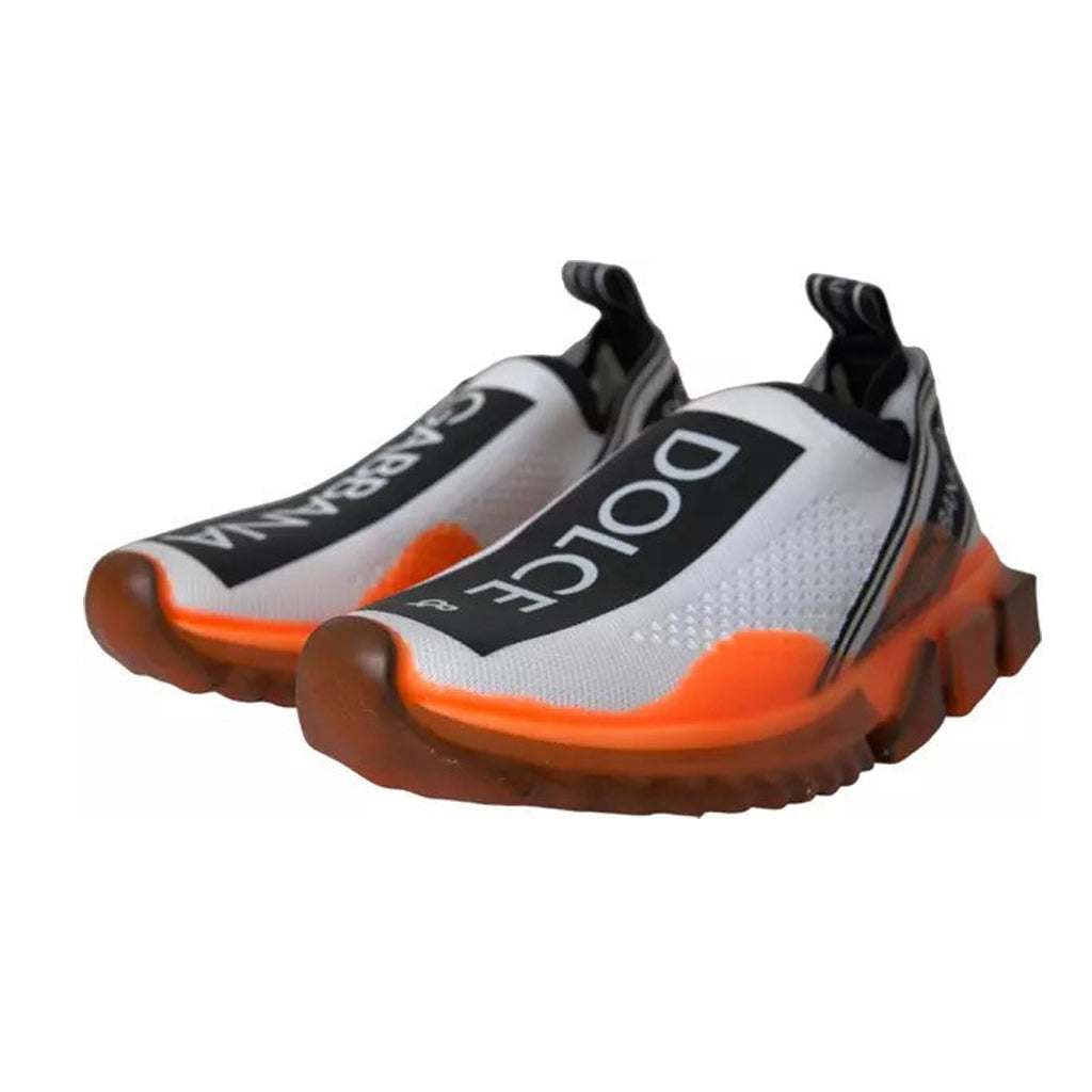 Dolce & Gabbana - Black White Orange Slip On Sorrento Sneakers Shoes