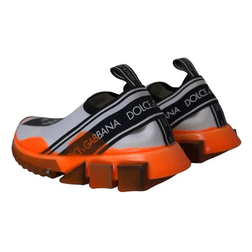 Dolce & Gabbana - Black White Orange Slip On Sorrento Sneakers Shoes