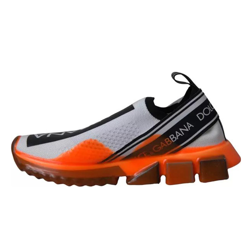 Dolce & Gabbana - Black White Orange Slip On Sorrento Sneakers Shoes